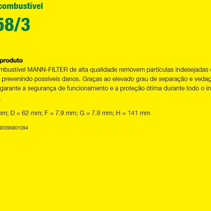 Filtro de combustível WK58/3